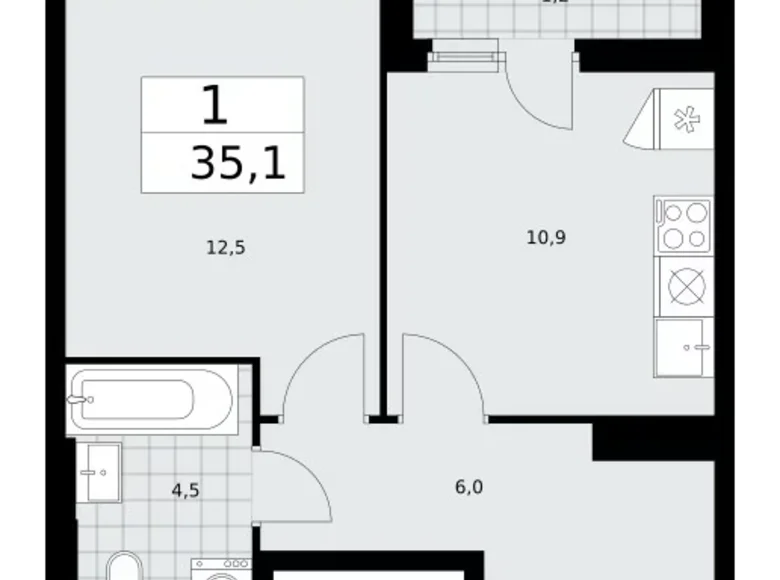 Wohnung 1 Zimmer 35 m² poselenie Sosenskoe, Russland