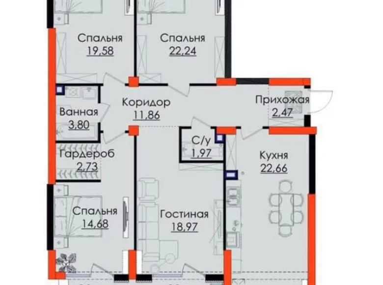 Kvartira 4 xonalar 121 m² Toshkentda