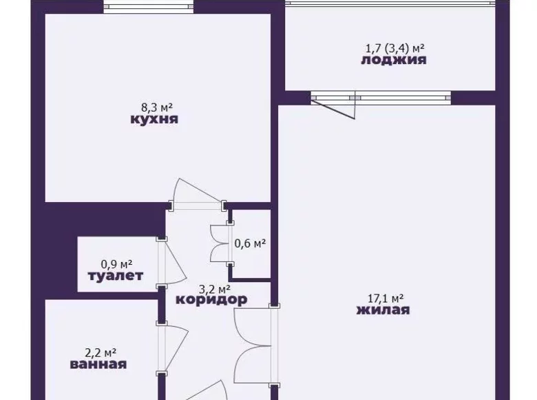 Квартира 1 комната 34 м² Минск, Беларусь