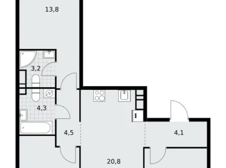 Appartement 3 chambres 75 m² Postnikovo, Fédération de Russie