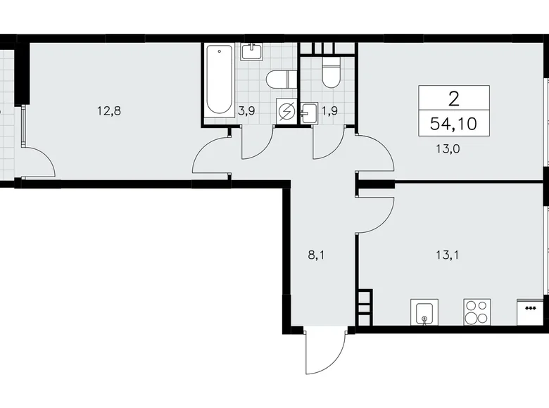 Квартира 2 комнаты 54 м² поселение Сосенское, Россия