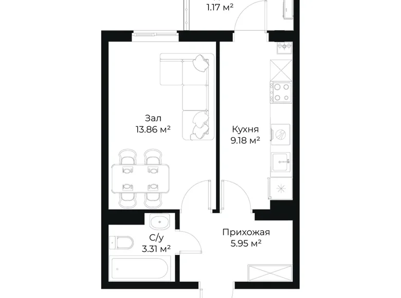 Квартира 1 комната 33 м² Ташкент, Узбекистан