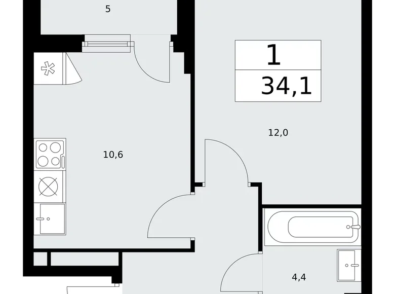 Квартира 1 комната 34 м² поселение Сосенское, Россия