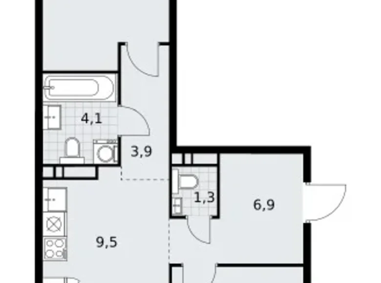 Квартира 3 комнаты 60 м² район Внуково, Россия