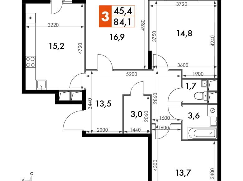 Appartement 3 chambres 84 m² Razvilka, Fédération de Russie