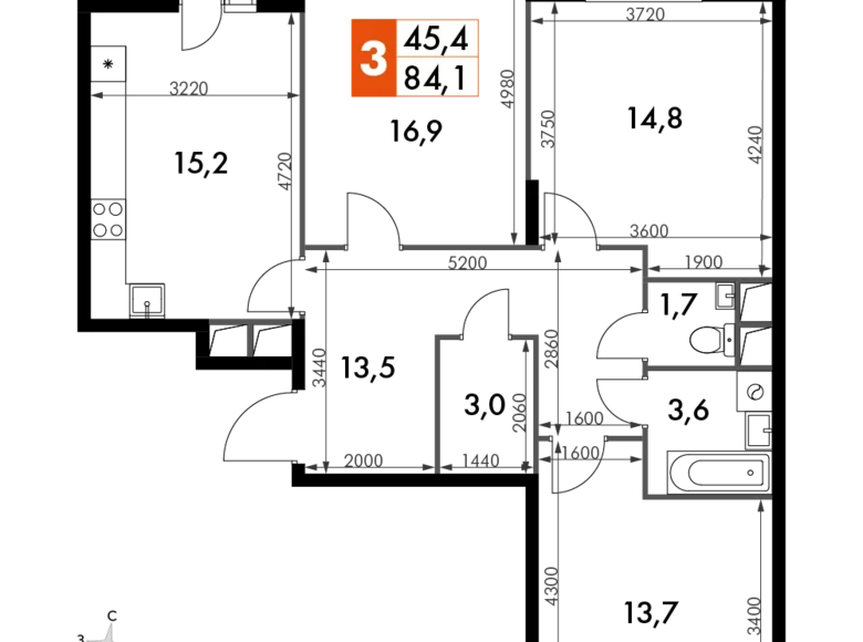 Квартира 3 комнаты 84 м² Развилка, Россия