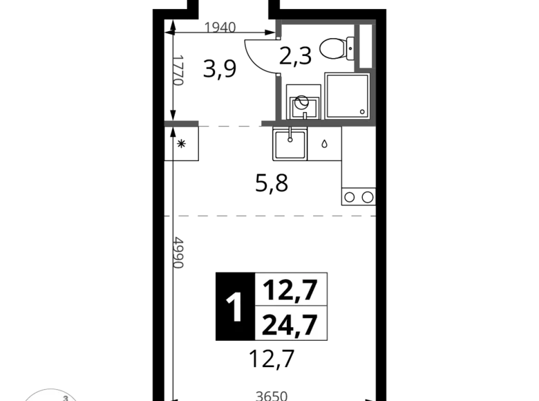 Studio 1 zimmer 25 m² Potapovo, Russland