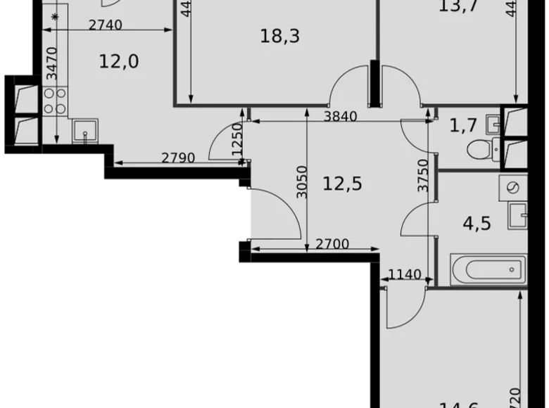 Квартира 3 комнаты 79 м² Развилка, Россия