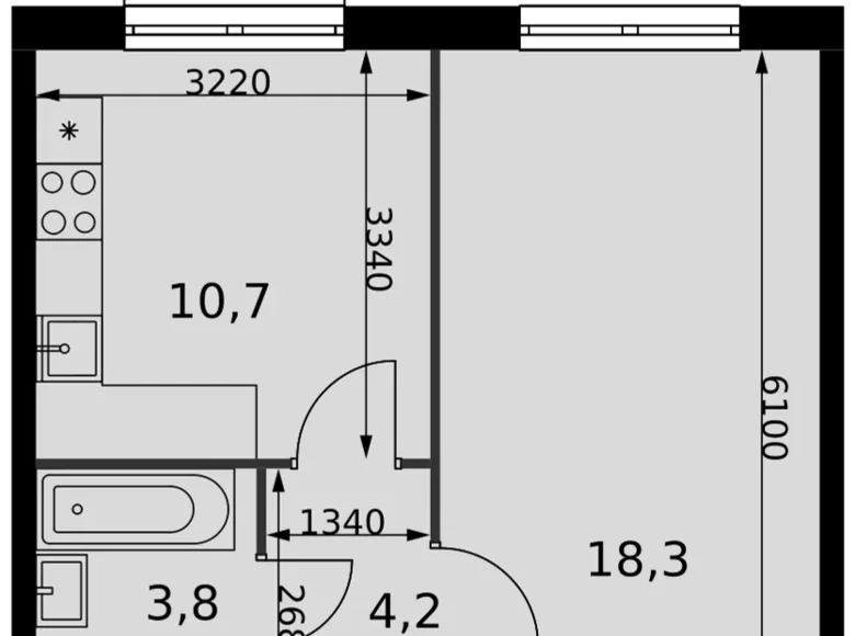 Квартира 1 комната 37 м² Развилка, Россия