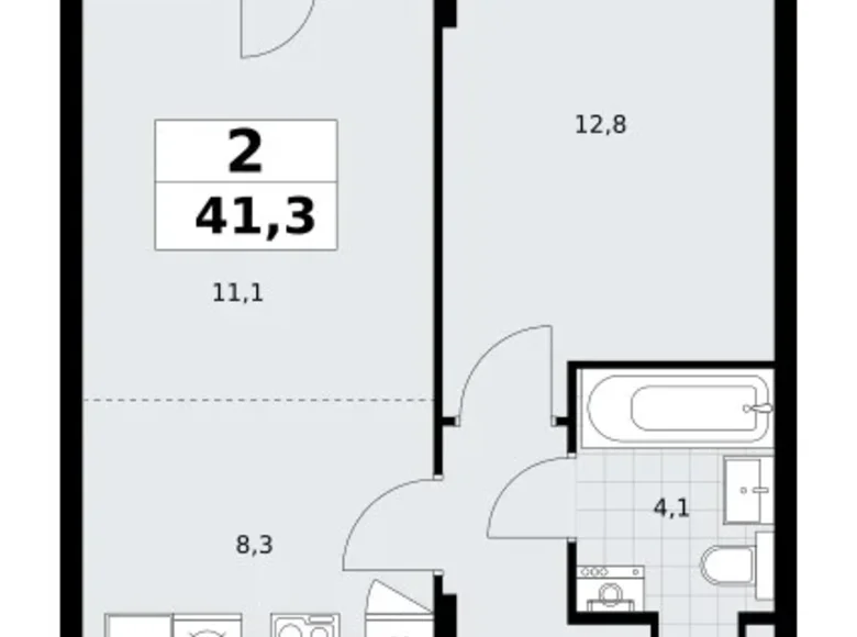 Appartement 2 chambres 41 m² Postnikovo, Fédération de Russie