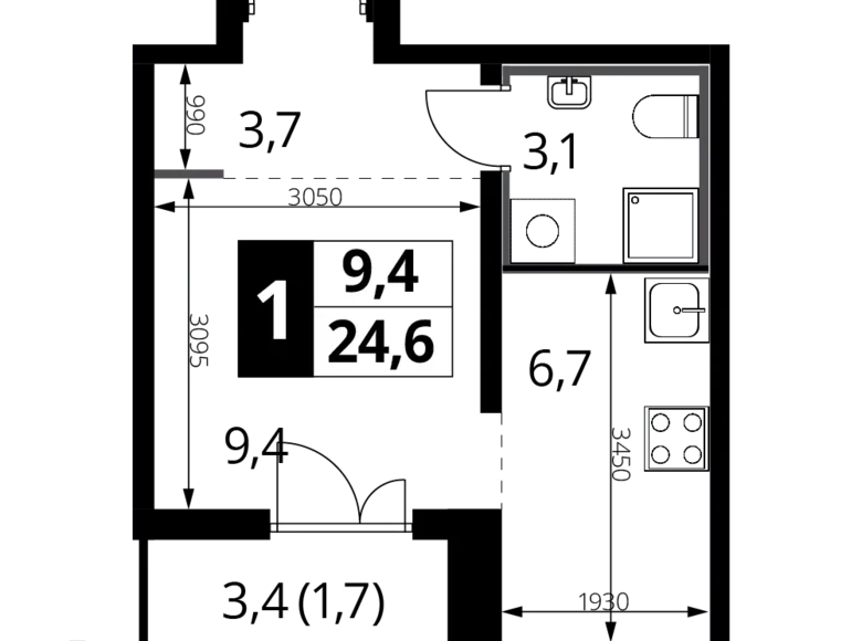 Kawalerka 1 pokój 24 m² Nekrasovka District, Rosja