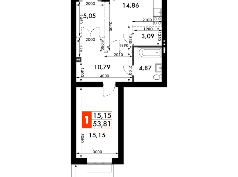 Квартира 1 комната 54 м² Одинцовский городской округ, Россия