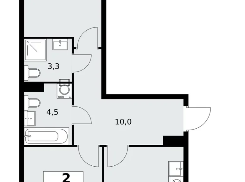 Appartement 2 chambres 54 m² poselenie Sosenskoe, Fédération de Russie