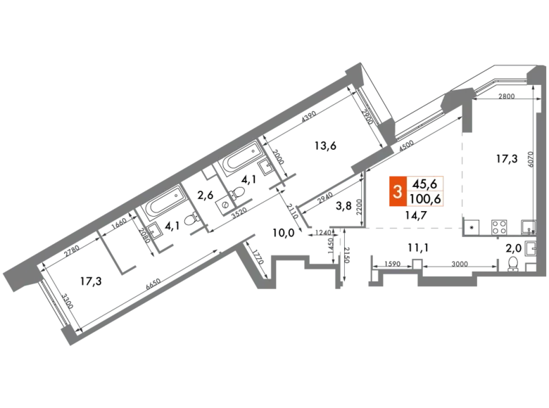 Mieszkanie 3 pokoi 101 m² Konkovo District, Rosja