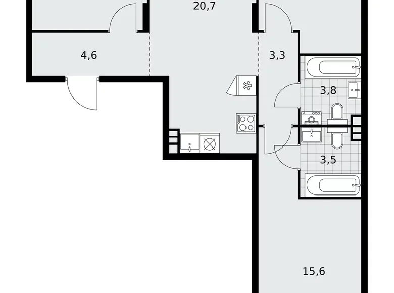 Appartement 3 chambres 76 m² poselenie Desenovskoe, Fédération de Russie