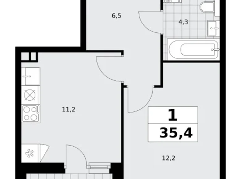 Wohnung 1 zimmer 35 m² poselenie Sosenskoe, Russland