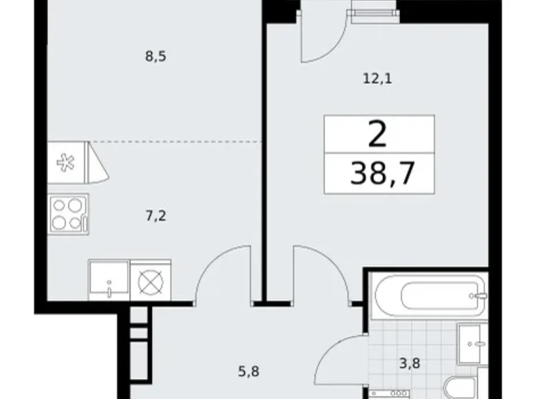 Apartamento 2 habitaciones 39 m² Vnukovo, Rusia