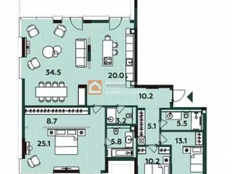 4 room apartment 141 m² Moscow, Russia