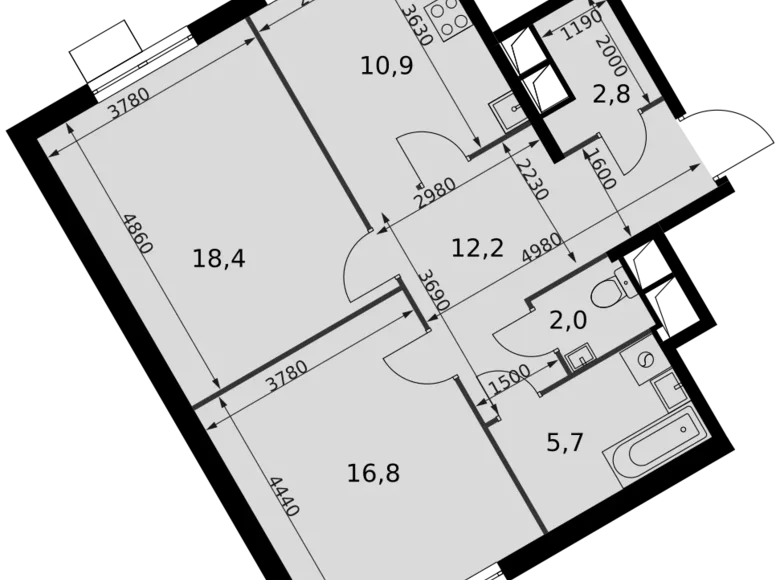 Appartement 2 chambres 69 m² Razvilka, Fédération de Russie