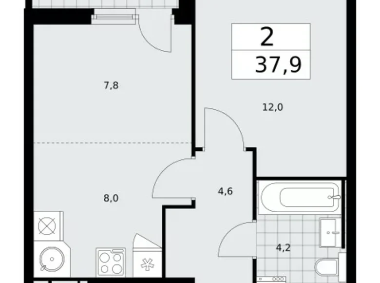 Apartamento 2 habitaciones 38 m² Moscú, Rusia