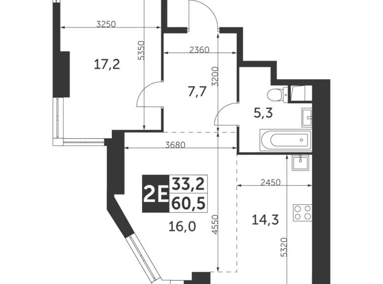 2 room apartment 61 m² Konkovo District, Russia