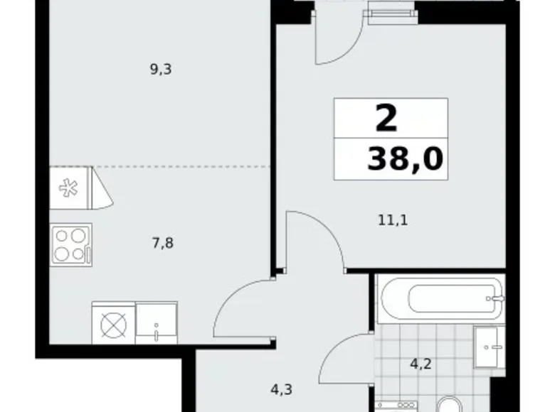 Wohnung 2 Zimmer 38 m² poselenie Sosenskoe, Russland