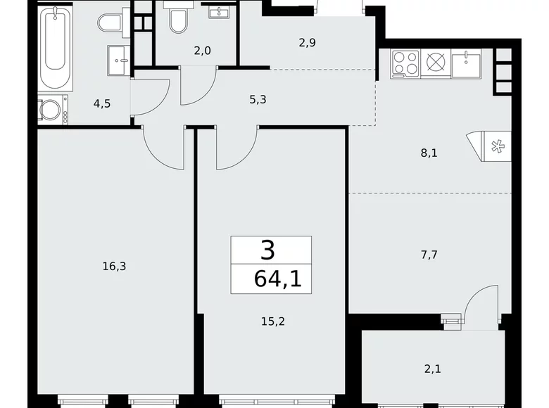 Wohnung 3 Zimmer 64 m² Moskau, Russland