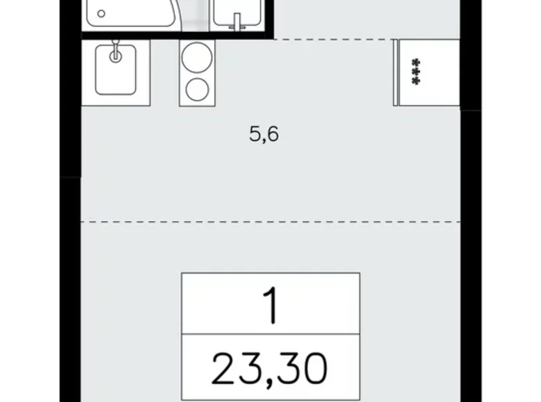 Квартира 1 комната 23 м² поселение Сосенское, Россия