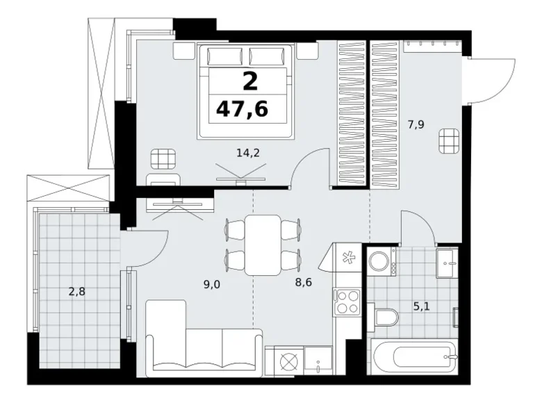 Квартира 2 комнаты 48 м² район Коммунарка, Россия