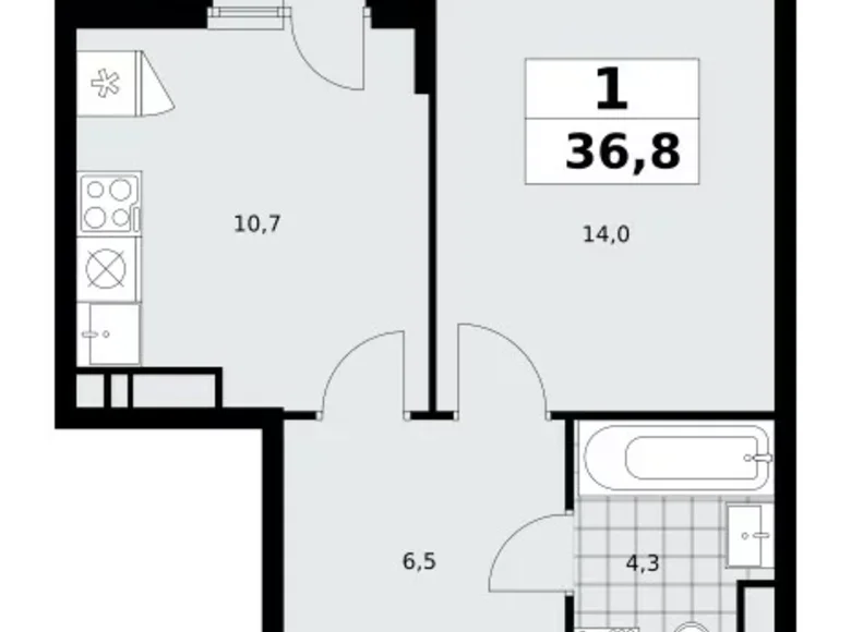 Wohnung 1 Zimmer 37 m² Moskau, Russland