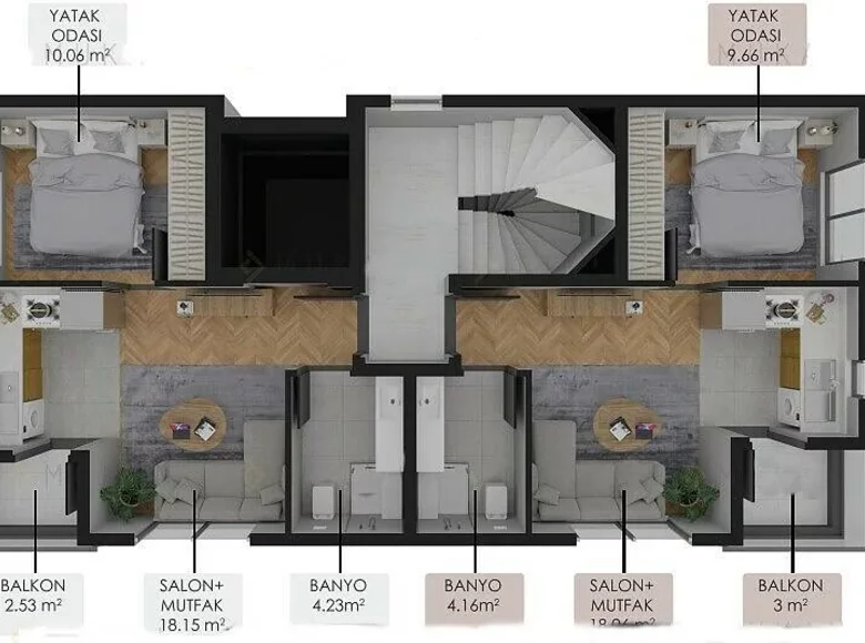 Wohnung 2 zimmer 55 m² Kepez, Türkei
