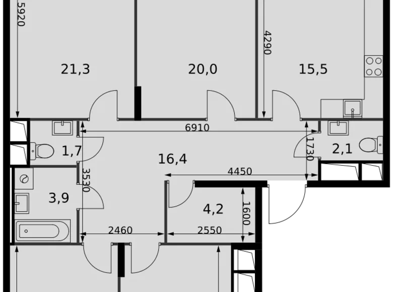 4 room apartment 109 m² Razvilka, Russia