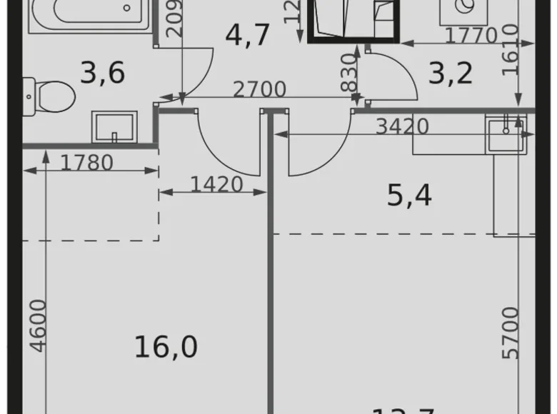 Appartement 2 chambres 47 m² Moscou, Fédération de Russie