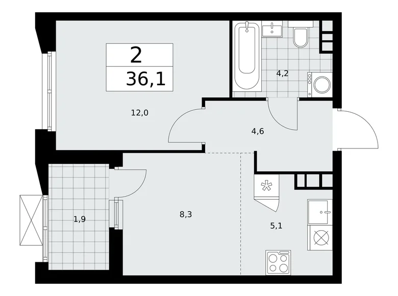 Mieszkanie 2 pokoi 36 m² poselenie Sosenskoe, Rosja