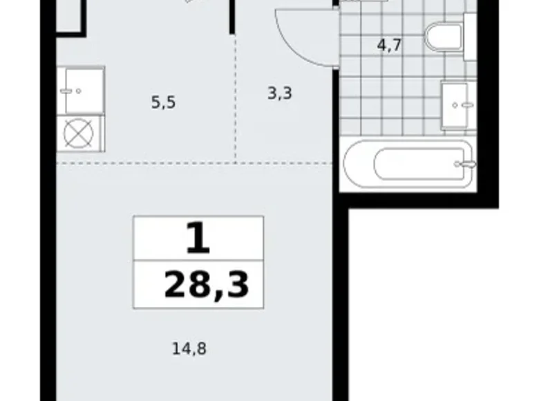 Apartamento 1 habitación 28 m² poselenie Sosenskoe, Rusia