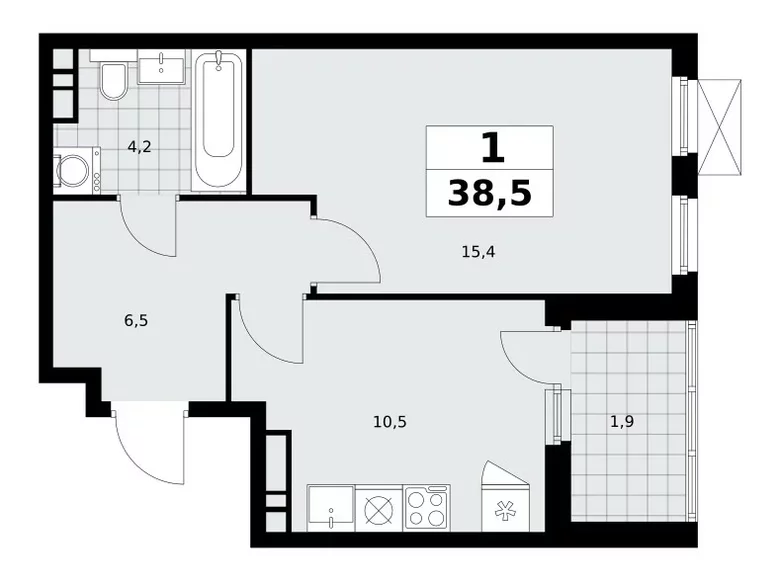 Wohnung 1 Zimmer 39 m² Moskau, Russland