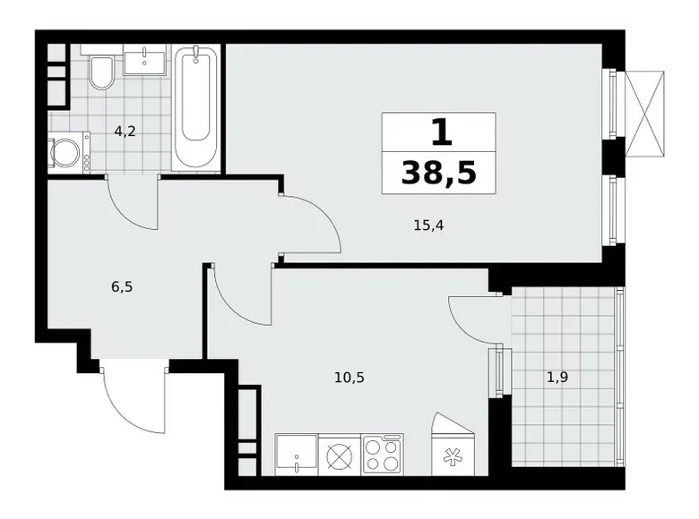 Mieszkanie 1 pokój 39 m² Moskwa, Rosja