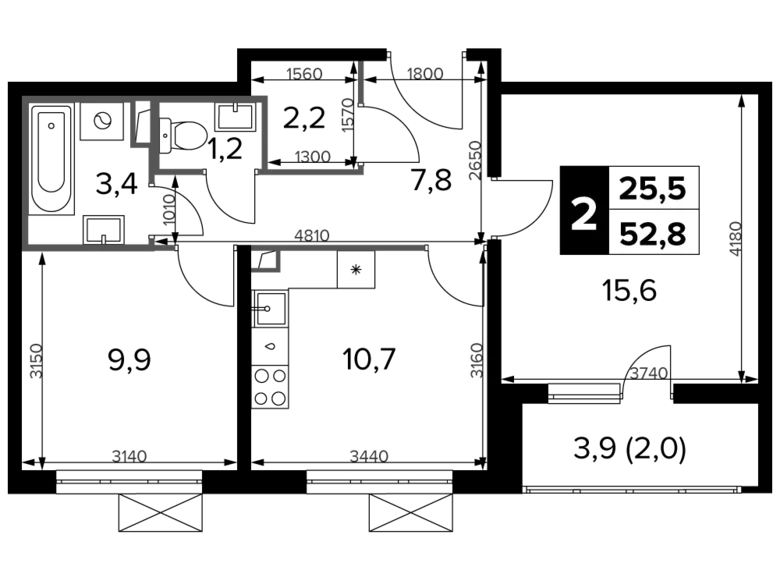 Квартира 2 комнаты 53 м² Юго-Западный административный округ, Россия