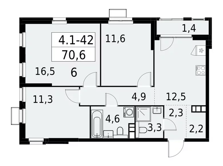 Apartamento 3 habitaciones 71 m² South-Western Administrative Okrug, Rusia