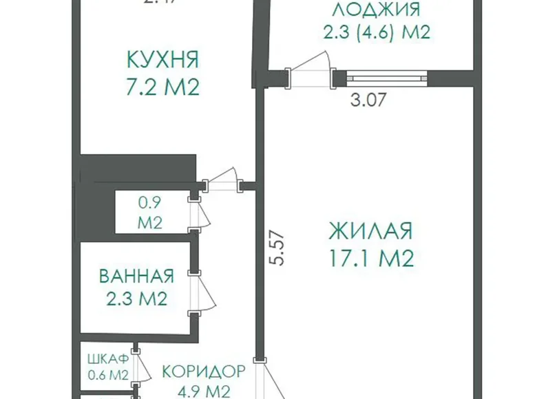 Mieszkanie 1 pokój 36 m² Mińsk, Białoruś