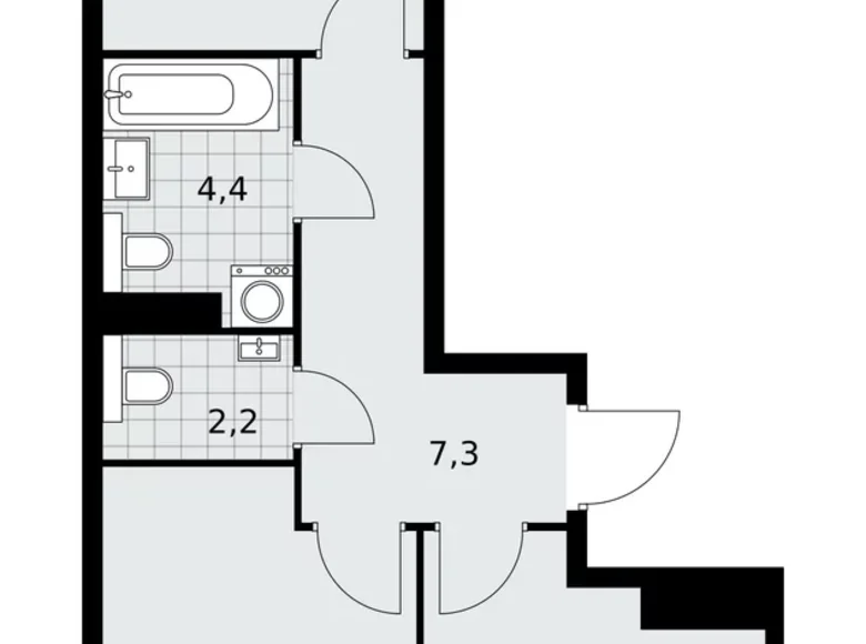 Appartement 2 chambres 52 m² poselenie Sosenskoe, Fédération de Russie