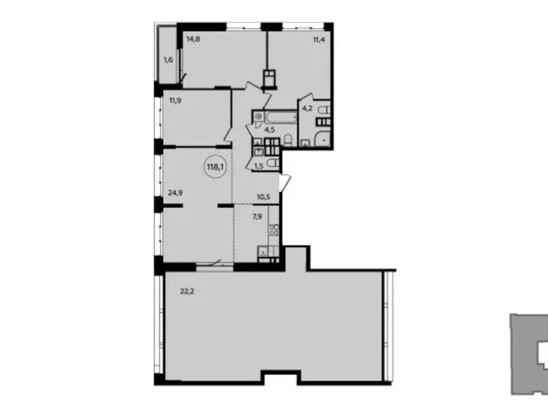 4 room apartment 119 m² Moscow, Russia