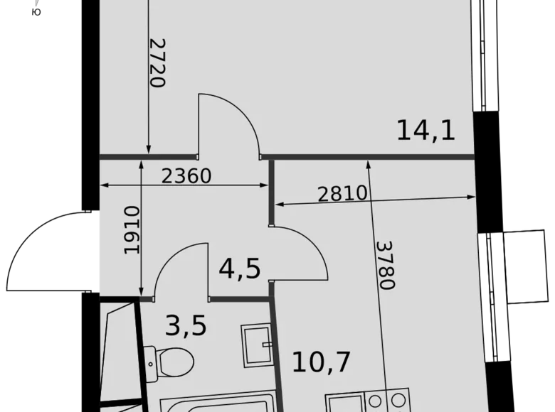 Квартира 1 комната 33 м² Развилка, Россия