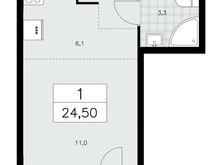 Apartamento 1 habitación 25 m² poselenie Sosenskoe, Rusia