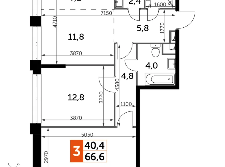 Wohnung 3 Zimmer 67 m² Nordwestlicher Verwaltungsbezirk, Russland