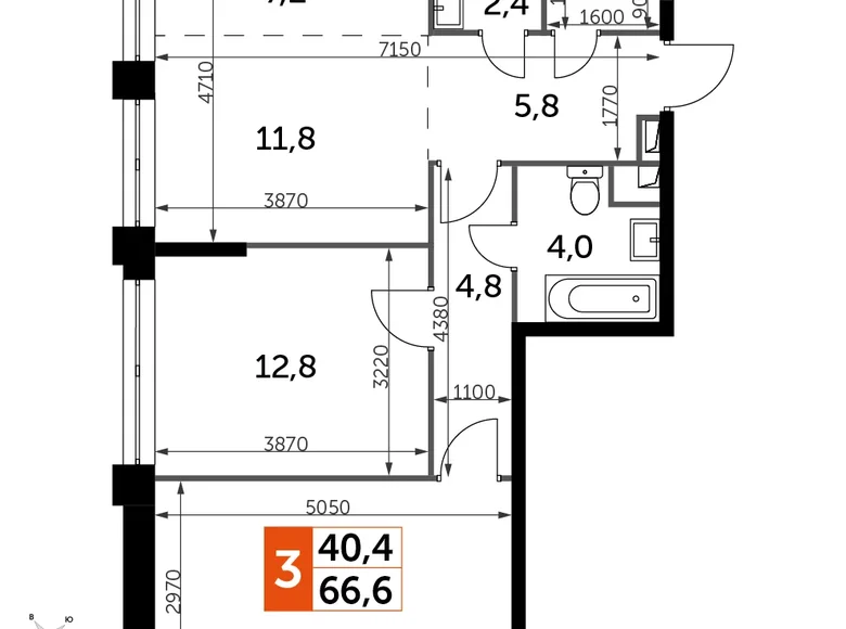 Квартира 3 комнаты 67 м² Северо-Западный административный округ, Россия