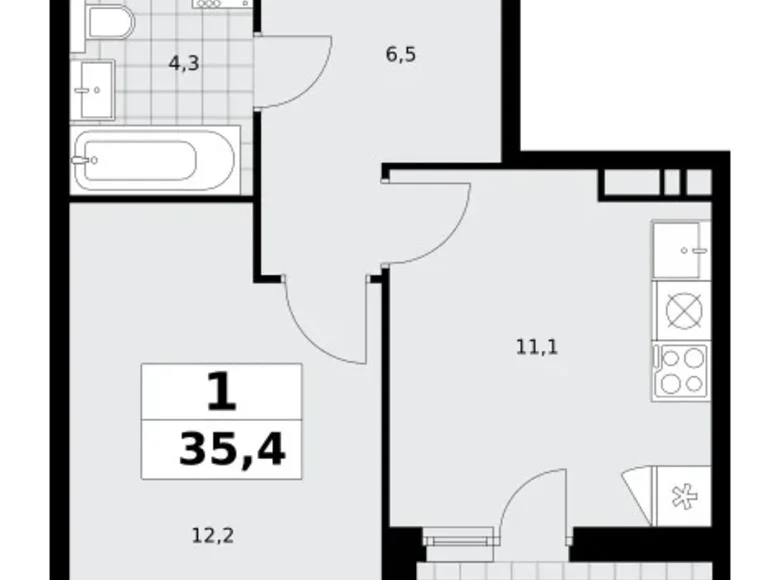 Appartement 1 chambre 35 m² poselenie Sosenskoe, Fédération de Russie