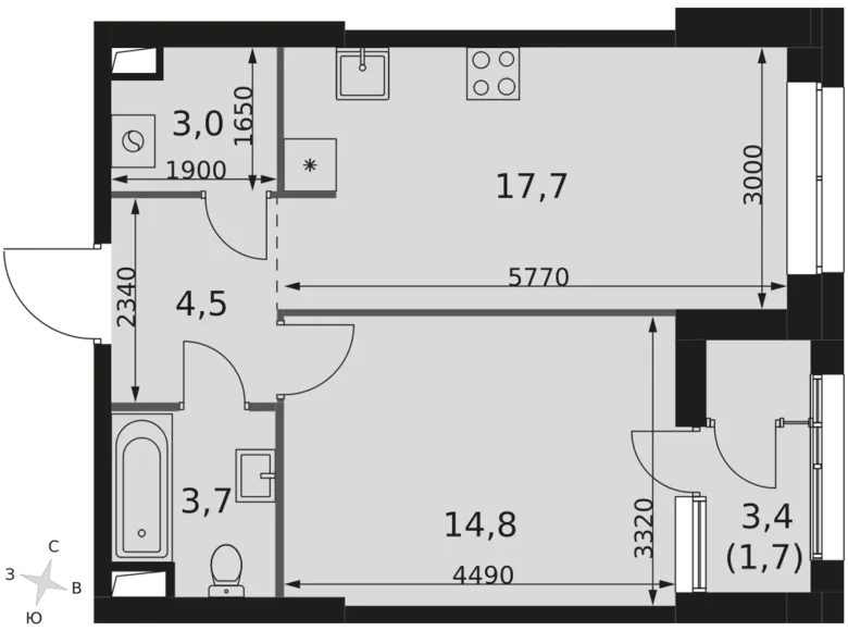 Wohnung 1 zimmer 45 m² Moskau, Russland