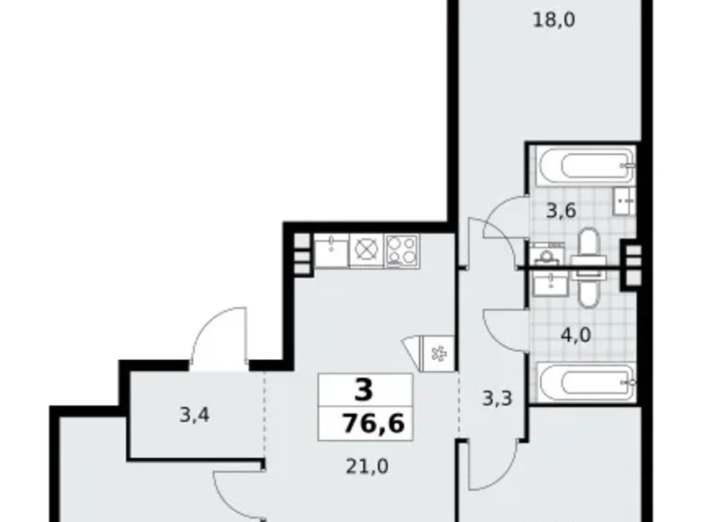 Apartamento 3 habitaciones 77 m² poselenie Sosenskoe, Rusia