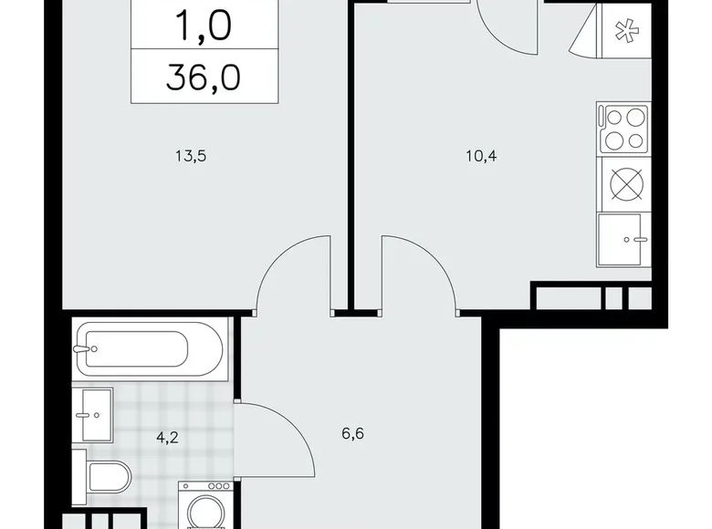 Квартира 1 комната 36 м² поселение Сосенское, Россия